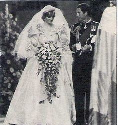 an old black and white photo of a man in uniform standing next to a bride