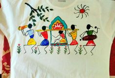 a white t - shirt with colorful designs on it