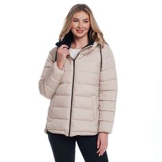 Bundle up while staying warm and chic in this cozy pile lined, hooded quilted puffer jacket from Weathercast. Click on this WOMEN'S GUIDE to find the perfect fit and more! Bundle up while staying warm and chic in this cozy pile lined, hooded quilted puffer jacket from Weathercast. Click on this WOMEN'S GUIDE to find the perfect fit and more! FEATURES High-low curved hemline Scoop design detail at bottom hemline Black sporty zippers and cord pulls Water-resistant technology Plush lined in the hoo Cozy Winter Puffer Jacket For Outdoor, Cozy Puffer Jacket For Winter Outdoor, Beige Double-lined Hood Puffer Jacket For Fall, Beige Puffer Jacket With Double-lined Hood For Fall, Beige Winter Puffer Jacket With Detachable Hood, Beige Puffer Jacket With Detachable Hood For Winter, Hooded Quilted Beige Outerwear, Hooded Winter White Puffer Jacket For Cold Weather, Beige Hooded Quilted Outerwear