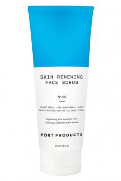 Start your day with a fresh, clean slate using Port Products Skin Renewing Face Scrub. What does it do: This gentle exfoliating scrub is formulated with finely crushed walnut shells and glycolic acid to remove dead skin cells and reveal a brighter, smoother complexion beneath. Soothing bamboo extract reduces redness Hair Removal Scrub, Skin Care Products Design, Natural Body Scrub, Exfoliating Face Scrub, Bamboo Extract, Clean Slate, Clearer Skin, Exfoliating Scrub, Improve Skin Tone