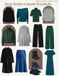 Deep Winter Capsule Wardrobe, Cool Winter Palette, Cool Winter Color Palette