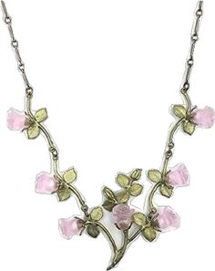 Michael Michaud, Rose Necklace, Artisan Jewelry, Blush Pink, Unique Pieces, Vines, Blush, Collage, Pendant