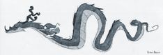 a black and white drawing of a dragon with the letter y on it's side