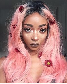 rose by @nyanelebajoa #wiccac | WEBSTA - Instagram Analytics Brown Girls Makeup, Sophisticated Hairstyles, Rainbow Hair Color, Female Inspiration, Glowing Face, Rainbow Hair, Hair Color Trends, Girls Makeup