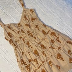 Gorgeous Dress, Nwot, Perfect Condition Beige Cotton Mini Sundress, Beige Mini Length Sundress, Sleeveless Beige Sundress For Date Night, Beige Mini Sundress For Date Night, Beige Sleeveless Sundress For Date Night, Beige Mini Sundress For Garden Party, Beige Lined Summer Mini Dress, Beige Sundress Mini Dress For Spring, Beige Sundress For Spring