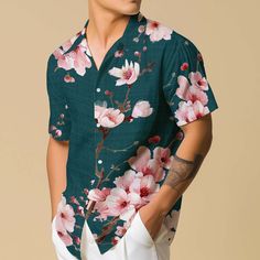 Introducing our Hawaiian Shirt for men, featuring vibrant floral patterns and a comfortable button-up design, perfect for the travel-loving boho enthusiast. This retro vacation wear blends style and comfort effortlessly, making it an ideal casual button-down choice for those seeking laid-back charm with a touch of nostalgia. 𝐃𝐄𝐓𝐀𝐈𝐋𝐒 🌸95% Polyester | 5% Spandex 🌸Boxy fit, straight cut 🌸Runs large, check your measurements against size chart 🌸Includes Chest Pocket 🌸Colors may appear dif Cherry Blossom Shirt, Retro Vacation, Flower Button, Vacation Wear, Blue Hawaiian, Flower Shirt, Mens Hawaiian Shirts, Travel Lover, Floral Shirt