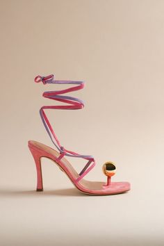 First introduced during the 2021 CFDA Awards, the Globe Sandal is back with three new edition colors made for Spring 2022 . Designed by Aurora James for the inaugural 15% Pledge Gala, these shoes are made in a mini capsule and are now available! The Grapefruit Globe Sandal comes in all over bright pink suede with a shi Pink Sandals With Single Toe Strap And Branded Heel, Luxury Pink Sandals With Wrapped Heel, Pink Sandals With Heel And Single Toe Strap, Designer Pink Sandals With Single Toe Strap, Modern Pink Sandals With Heel Strap, Designer Pink Sandals With Wrapped Heel, Aurora James, Brother Vellies, Cfda Awards