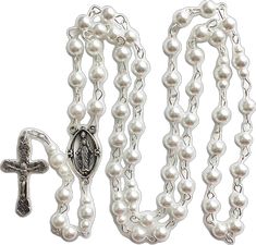 White Rosary, Jewelry Pearls, Pearl Rosary, Mother In Law Gifts, In Law Gifts, Rosary Beads, Orlando Fl, Prayer Beads, Metal Wire