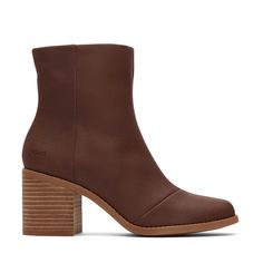 PRICES MAY VARY. Casual low calf zip boot with leather uppers Features asymmetric toe detail and a medial side zip High-rebound comfort OrthoLite Eco X40 Hybrid insoles made with 32% eco content (15% waste foam, 5% recycled content and 12% bio-oils) TPR outsole with TPU toplift, and TPR welt with stich Stacked leather wrapped block heel height is approximately 2 3/4" and boot shaft height is approximately 6" Brown Heeled Boots, Chestnut Leather, Leather Heeled Boots, Leather Products, Wide Boots, Suede Lace, Tan Suede, Leather Tassel, Mid Calf Boots