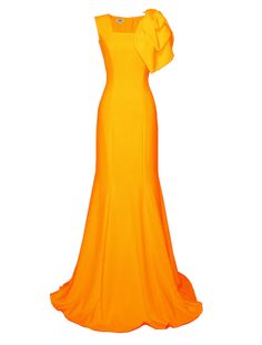 Kolby Gown with Square Neckline and Large Statement Bow- All Colors – Caeli Couture Colorful Wedding, Autumn Wedding, Wedding Mood, Matte Satin, Tropical Wedding, Going Out Outfits, Long Gown, All Colors, Square Necklines