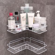 Drill Free Shower Shelf Bathroom Corner Shelf, Kitchen Accessories Storage, Bathroom Luxury, Porta Shampoo, Bathroom Storage Racks, Corner Storage, Corner Wall, Corner Shower, Shower Shelves