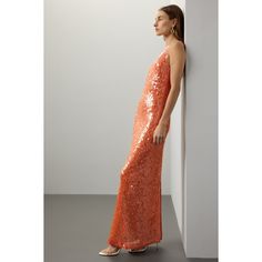 Orange Sequin (Shell: 50% Polyester, 45% Nylon, 5% Metallic. Lining: 49% Viscose, 51% Rayon). Cocktail dresses. Scoop neck. Sleeveless. Pull on closure. 57" from shoulder to hemline. Imported. Orange Sleeveless Maxi Dress For Party, Fitted Slip Dress For Gala In Spring, Fitted Slip Dress For Spring Gala, Glamorous Orange Sleeveless Dress, Orange Fitted Slip Dress For Party, Spring Gala Sleeveless Maxi Dress, Glamorous Slip Dress For Gala In Spring, Elegant Orange Slip Dress For Party, Maxi Length Sleeveless Dress For Spring Gala