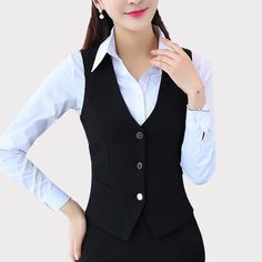 This item is for one vest, and excludimg the other accessories.  Please note this is in Asian sizing. Please check the measurements carefully before making a purchase. We suggest you buy one or two sizes larger.  Lady Slim Formal Work Suit Vest Sleeveless Fit Waistcoat Gilet Tuxedo Coat Tops Size M: bust: 82 cm/32.3", waist: 74 cm/29.13", shoulder: 32 cm/12.6", front length: 54 cm/21.26", behind length: 45.5 cm/17.9" Size L: bust: 86 cm/33.86", waist: 78 cm/30.7", shoulder: 33 cm/13", front leng Fitted Waistcoat, Vest Outfits For Women, Tuxedo Coat, Womens Waistcoat, Womens Black Vest, Formal Vest, Black Waistcoat, Suit Pin, Waist Coat