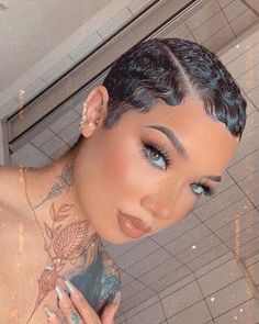 Finger Waves Short Hair, Edgy Hairstyles, Black Pixie, Short Relaxed Hairstyles, Short Hair Waves, Natural Hair Cuts