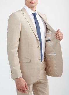 100% Merino Wool Beige Jacket - Tomasso Black Suit Beige, Pick Stitch, Beige Suits, Beige Jacket, Beige Pants, 2024 Spring Summer, Popular Mens Fashion, Italian Outfits, How To Hem Pants