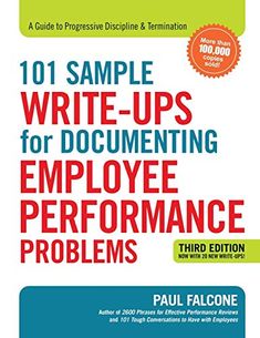 the book cover for 101 sample write - ups for documenting employee performance problems