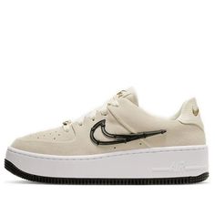 Nike Womens WMNS Air Force 1 Sage Low LX 'Cream' Light Cream/Black/Metallic Gold/White CI3482-200 Nike Sporty Custom Sneakers In Beige, Nike Beige Custom Sporty Sneakers, Nike Sporty Custom Beige Sneakers, Nike Cream Custom Sneakers For Streetwear, Cream Nike Air Force 1 Round Toe For Streetwear, Nike Air Force 1 Cream For Streetwear, Cream Nike Air Force 1 Low-top For Streetwear, Cream Low-top Nike Air Force 1 For Streetwear, Beige Nike Air Force 1 Sporty Streetwear Sneakers