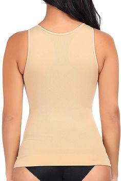 A seamless 3-in-1 bra, camisole, and shaper tank top - is created to help enhance the figure of women (of any age and body type). This bra is claimed to be comfortable enough for women to sleep in. 5 zones of Comfortable Compression These zones target your trouble areas (back, sides, stomach, love handles, and muffin top). Tank Tops with Built-in Bra The tank top cami shaper provides comfortably shapes tummy, waist, hips, back, and bust. Figure flattering fit with targeted tummy shaping, and will smooth your back, waist, and tummy. Breathable Camisole with shelf bra for women is quick to dry and durable providing a slim appearance, makes you sexy and attractive. It likes the second layer of your skin. The hem is thin so that it is not so easy rolling.Comfortable to Wear Compression tank to High Stretch Bra Friendly Camisole, Solid Full Coverage Shapewear Tank Top, High Stretch Solid Shapewear Tank Top, Seamless Shaping Tops, Solid Camisole Shapewear With Medium Bust Support, Solid Full Coverage Tank Top With Medium Bust Support, Supportive Bra-friendly Tank Top, Beige Seamless Sleeveless Shapewear, Beige Sleeveless Seamless Shapewear