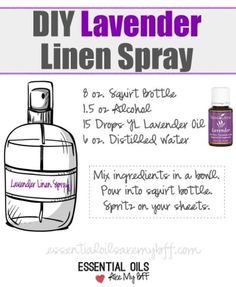 Lavender Linen Spray, Diy Lavender, Lavender Linen, Oils For Sleep, Essential Oil Diffuser Blends, Young Living Oils, Oil Diffuser Blends, Cleaning Recipes