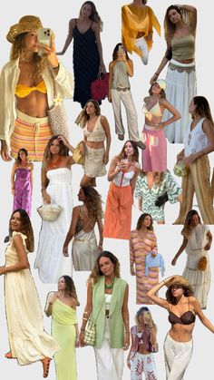 Greece 2024 Outfits, Vacation Outfits Brazil, Spring Vacation Beachy Sets, Beach Bar Outfit, Greece Summer Outfits 2024, Greek Summer Outfits, Caribbean Vacation Outfit Ideas, Greece Aesthetics Mamma Mia Outfits, Caribbean Vacation Outfit