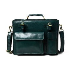 Experience the luxury of the finest leather combined with the eloquent, dashing style and features of our Tuscany Italian Leather Briefcase. Our briefcase boasts a unique and versatile design, suitable for both formal business settings and casual occasions. The clean lines and minimalistic aesthetic make it a timeless accessory that complements any professional wardrobe. Salient Features: Handcrafted with Full Grain Buffalo leather Color: Dark Green Unique leather loops for carrying newspapers, Minimalistic Aesthetic, Waxed Canvas Bag, Duffel Bag Backpack, Trolley Bags, Professional Wardrobe, Bag Suitcase, Briefcase For Men, Vegan Bags, Formal Business