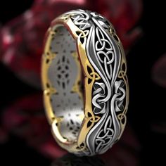 Jewlery Rings, Celtic Wedding Bands, Mushroom Ring, Nature Inspired Rings, Celtic Knot Ring, Celtic Wedding Rings, Celtic Wedding, Nature Ring, Viking Jewelry