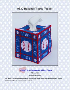 a tissue box with a baseball design on it