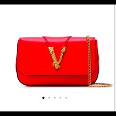 Authentic Versace Red Brand New Crossbody Red Bag!! Completely New Never Used Selling At A Very Low Price So Pretty Fixed High-end Red Crossbody Bag, High-end Red Crossbody Shoulder Bag, Luxury Red Crossbody Bag, Luxury Red Clutch Bag, Luxury Red Shoulder Bag, High-end Red Evening Bag, Luxury Red Evening Bag, Designer Red Shoulder Bag For Party, Kundan Jewellery Set