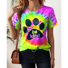 Season:Summer; Fabric:Polyester; Sleeve Length:Short Sleeve; Gender:Women's; Style:Stylish,Hawaiian; Elasticity:Micro-elastic; Tops Type:T shirt Tee; Occasion:Vacation; Top Length:Regular; Pattern:Tie Dye; Neckline:Crew Neck; Listing Date:03/29/2024; Bust:null; Length:null; Sleeve:null; Fit US Size:null; Fit UK Size:null; Fit EU Size:null; Text Word:Be Kind Tie Dye Colors, Pink Summer, Light Hair, Pink Shorts, Womens Tunics, Gradient Color, Be Kind, Summer 2024, Tshirts Online