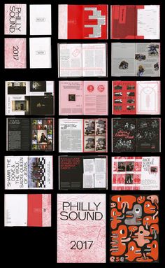 an assortment of brochures with different designs and colors on the front, back and sides