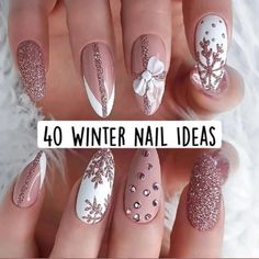 Classy Winter Nails, Winter Nails Designs, Winter Nail Art Ideas, January Nail Designs, Winter Nail Ideas, Nails Arts, Winter Manicure, Christmas Manicure, Winter Nails Acrylic