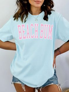 The Ultimate Beach Shirt, get ready for Summer or that Beachy Vacation with this cute Beach Bum Comfort Colors® Tshirt! Comfort Colors Tshirts are super soft and comfy! Size up for a Trendy Oversized look! SHIPS FREE! SIZING TIPS: Size up 2-3 sizes from your "usual size" to get the "Oversized" Look! (2 sizes up is most common, and 3 sizes up is more dramatic) For a "relaxed fit" order your "usual size". When in doubt, lay your favorite fitting Tee flat and measure armpit to armpit and compare th Tropical Tshirts, Abaco Bahamas, Bahamas Trip, Bahamas Beach, Beach Tshirt, Refreshing Cocktail, Tee Ideas, Comfort Colors Tshirt, Chic Shirts