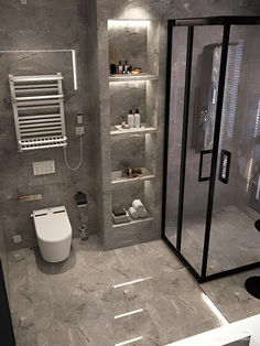 a bathroom with a toilet and shower in it