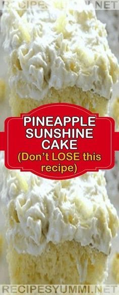 Pineapple Sunshine Cake, Cake Pineapple, Pineapple Recipe, Pineapple Cake Recipe, Pineapple Dessert Recipes, Sunshine Cake, Pineapple Desserts, Recipe Cake, Dessert Aux Fruits