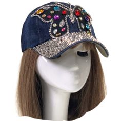 Apparel & Accessories > Clothing Accessories > Hats Adjustable Summer Hats With Bling, Spring Hats With Rhinestones, Spring Rhinestone Hats, Trendy Rhinestone Hats For Spring, Trendy Summer Hats With Rhinestones, Casual Cap With Rhinestones, Casual Rhinestone Cap, Adjustable Baseball Cap With Bling, Adjustable Rhinestone Baseball Cap With Curved Brim