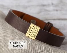 Fathers Day Gift From Wife, Dad Bracelet With Names, Husband Bracelet, Personalized Dad Gift, Name Bracelet Men, Daddy Bracelet - Etsy Vietnam Classic Wristband Gift, Classic Adjustable Wristband As Gift, Classic Adjustable Wristband For Father's Day, Adjustable Nameplate Bracelet For Everyday, Adjustable Nameplate Bracelet For Everyday Wear, Classic Adjustable Bracelets For Personalized Gift, Classic Adjustable Bracelets With Engraving Option, Classic Adjustable Engravable Bracelets, Modern Adjustable Bracelet With Engraving Option