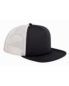 5-Panel Foam Front Trucker Cap - BLACK/ WHITE - OS | Big Accessories 5-Panel Foam Front Trucker Cap in Black/White | Polyester Big Accessories, Quality Hats, Personalized Tags, Stylish Men, Trucker Hats, Trucker Cap, Hats For Women, Trucker Hat, Accessories Hats