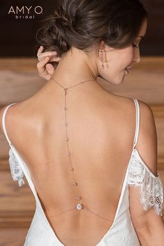 Unique minimal back pendant necklace set for bridal, wedding, formal, prom. Dainty handmade pieces in Rose-Gold, Gold and Sterling Silver Jóias Body Chains, Gaun Abad Pertengahan, Bridal Backdrops, Bridal Backdrop Necklace, Backdrop Necklace, Backdrops Necklace, Female Reference, Body Chains, Gilbert Az