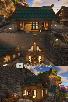 two different views of a house in minecraft