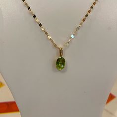 Genuine About One Cart Natural Peridot Solitaire Necklace 14k Gold ** New Formal Yellow Gold Peridot Necklaces, Peridot Gold Necklace, Gold Peridot Round Pendant Necklace, Luxury Peridot Pendant Necklace, Faceted Peridot Necklaces For Gift, Solitaire Necklaces, 1 Carat, Stone Necklace, Womens Jewelry Necklace