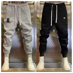 Grey Harem Autumn and Winter Trousers Plain Male Sports Pants Xxl Luxury Y2k Baggy Wide Elastic Gym Outfit Ideas, Black Korean, Winter Trousers, Men Sport Pants, Mens Pants Fashion, Y2k Baggy, Sports Pants, Grey Pants, Men's Sweatpants