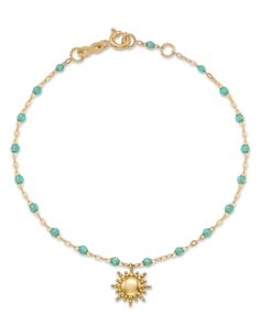 Gigi Clozeau 18K Yellow Gold Classic Sun & Resin Bead Link Bracelet Resin Beads, Blue Bracelet, Classic Collection, Spring Rings, Link Bracelets, Blue Gold, Jewelry Accessories, Yellow Gold, Sun