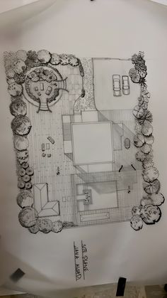 a drawing of a house from above