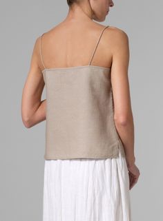 Linen Tiered Strap Top Elegant Beige Linen Top, Classic Neutral Tops For Layering, Unlined Summer Tops For Daywear, Unlined Tops For Summer Daywear, Elegant Layering Tops For Summer, Unlined Summer Daywear Tops, Unlined Summer Tops, Summer Tops With Relaxed Fit And Unlined, Spring Daywear Tops, Unlined