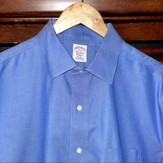 Brand New, Never Worn, Perfect! Gorgeous Blue! 100% Supima Cotton Blue Relaxed Fit Dress Shirt For Business, Spring Daywear Short Sleeve Dress Shirt, Blue Dress Shirt For Summer Daywear, Casual Short Sleeve Dress Shirt For Daywear, Classic Blue Shirt For Summer, Classic Blue Cotton Dress Shirt, Blue Spread Collar Shirt For Daywear, Blue Relaxed Fit Shirt For Business, Classic Short Sleeve Dress Shirt For Daywear