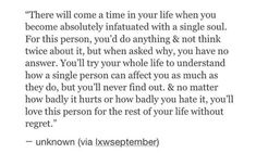 a poem written in black and white that reads, there will come a time in your life when you become absolutely attracted with a single soul