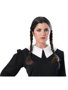 Adult Wednesday Wig - costumesupercenter.com Wednesday Addams Wigs, Wednesday Adams Wig, The Addams Family Wednesday, Wednesday Addams Costume, Light Up Costumes, Addams Family Costumes, Addams Family Wednesday, Wig Costume, Halloween Contact Lenses