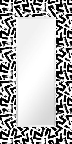 an abstract black and white background with a square mirror