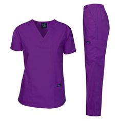 Dagacci Medical Uniform Scrub Unisex Set, Woman and Man Classic Fit V-Neck Top, Three Side Cargo Pockets Pants. Dagacci Uniform is committed in delivering quality medical uniforms to you. We value our customers and continue to strive to meet the your needs. ;We take pride in our quality and our service and we continue to provide total customer satisfaction. Size: XL.  Color: Purple.  Age Group: adult. Nurse And Doctor Costume Couple Scrubs, Doctor Costume Scrubs, Cute Nursing Scrubs, Nurse Fashion Scrubs, Doctor Scrubs, Scrubs Medical, Scrubs Outfit, Nursing Fashion, 2piece Outfits