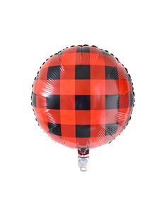 an orange and black plaid balloon on a white background